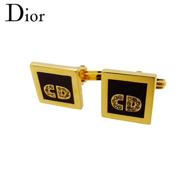 【百貨店SALE★最大限度50％OFF】クリスチャンディオール Dior 折り返し CD目じるし 伝達ルート石ころ スウィヴル式 ゴールド 黒いこと メンズ 中古 ブランド名 御機嫌ブランド名 ヴィンテージ