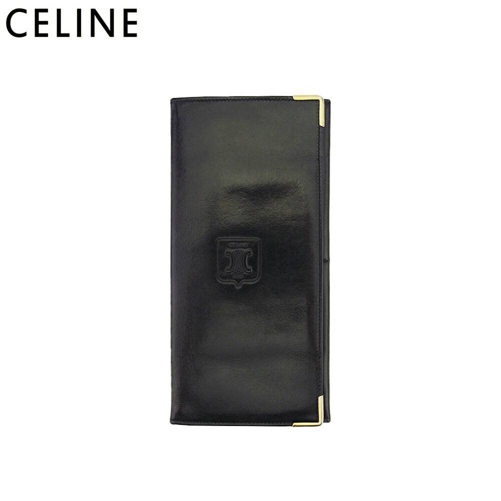 【お買い物マラソン★30％OFFクーポン】セリーヌ CELINE 長財布 トリオンフマーク 角プレート ブラック ゴールド メンズ 中古 ブランド ハイブランド ヴィンテージ｜ブランドデポ