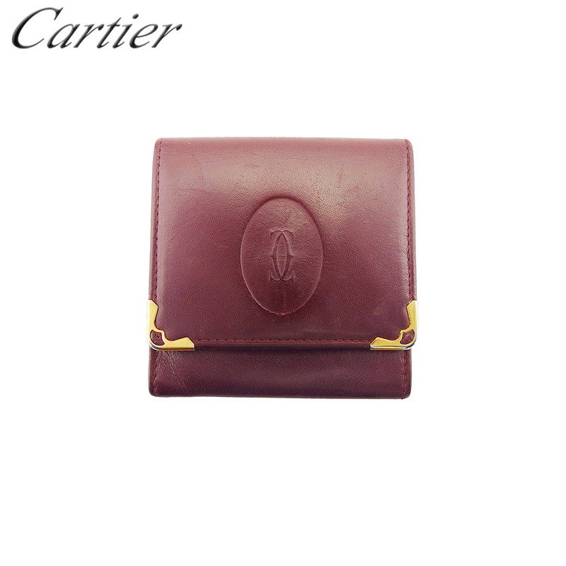 【お買い物マラソン★30％OFFクーポン】カルティエ CARTIER コインケース マストライン スクエアフォルム ボルドー ゴールド メンズ 中古 ブランド ハイブランド ヴィンテージ｜ブランドデポ