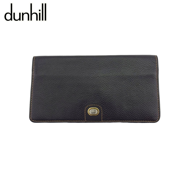 【新生活応援★29％OFFクーポン】ダンヒル Dunhill 札入れ ロゴプレート ブラック ゴールド シルバー レディース 中古 ブランド ハイブランド ヴィンテージ