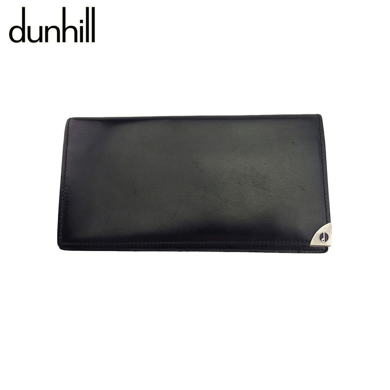 【お買い物マラソン★30％OFFクーポン】ダンヒル Dunhill 長財布 ロンドンスタイル ブラック シルバー レディース 中古 ブランド ハイブランド ヴィンテージ