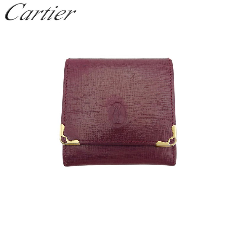 【新生活応援★29％OFFクーポン】カルティエ CARTIER コインケース マストライン 角プレート ボルドー ゴールド メンズ 中古 ブランド ハイブランド ヴィンテージ