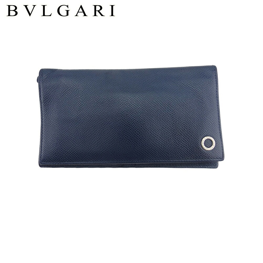 【お買い物マラソン★30％OFFクーポン】ブルガリ BVLGARI 長財布 ブルガリブルガリマン ネイビー シルバー レディース 中古 ブランド ハイブランド ヴィンテージ