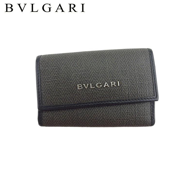 【お買い物マラソン★30％OFFクーポン】ブルガリ BVLGARI キーケース ヘリンボーン ウィークエンド グレー 灰色 ブラック シルバー系 メンズ 中古 ブランド ハイブランド ヴィンテージ