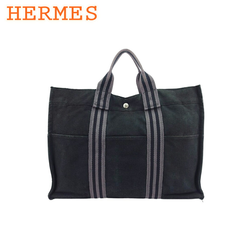 【Fashion Special Fair★24％OFFクーポン】エルメス HERMES トートバッグ フールトゥ トートMM ブラック グレー 灰色 シルバー レディース 中古 ブランド ハイブランド ヴィンテージ