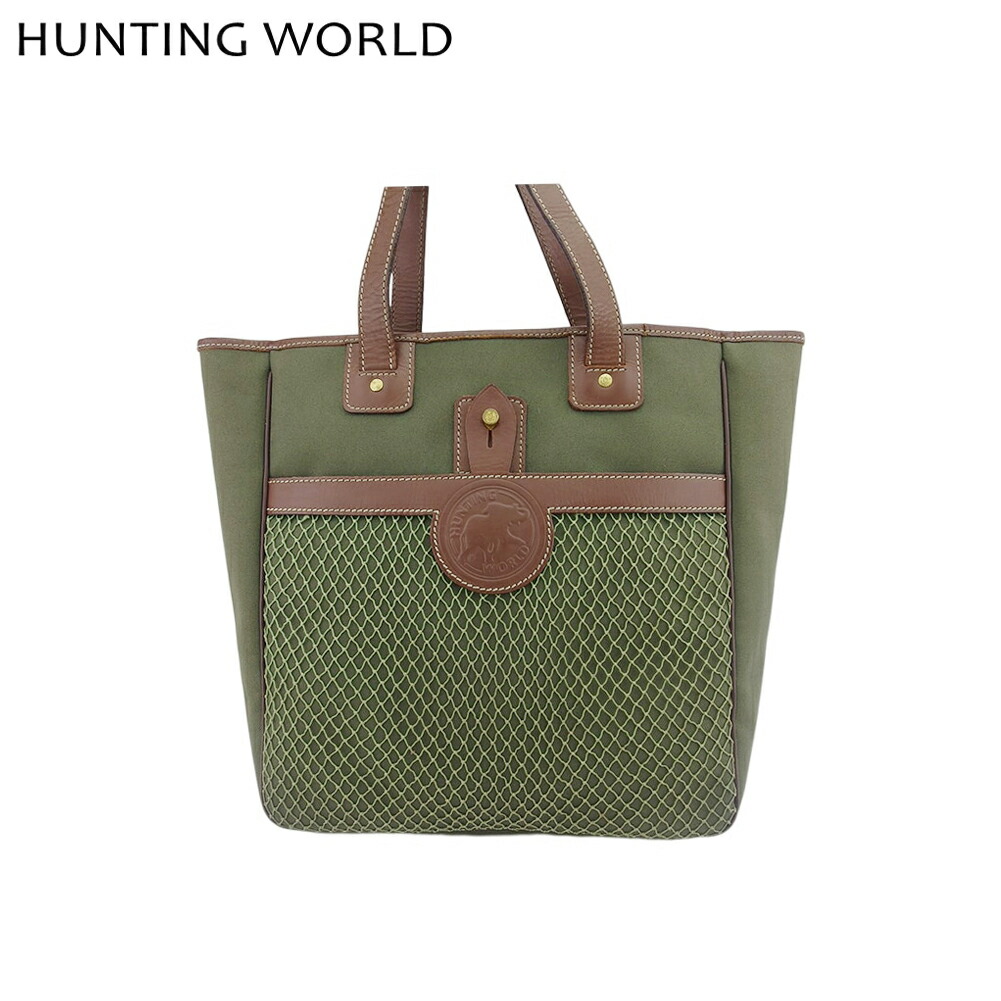 【Fashion Special Fair★29％OFFクーポン】ハンティングワールド HUNTING WORLD トートバッグ サファリトゥデイ カーキ ブラウン ゴールド レディース 中古 ブランド ハイブランド ヴィンテージ