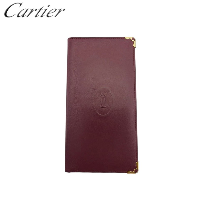 【Fashion Special Fair★24％OFFクーポン】カルティエ CARTIER 札入れ マストライン 角プレート ボルドー ゴールド メンズ 中古 ブランド ハイブランド ヴィンテージ