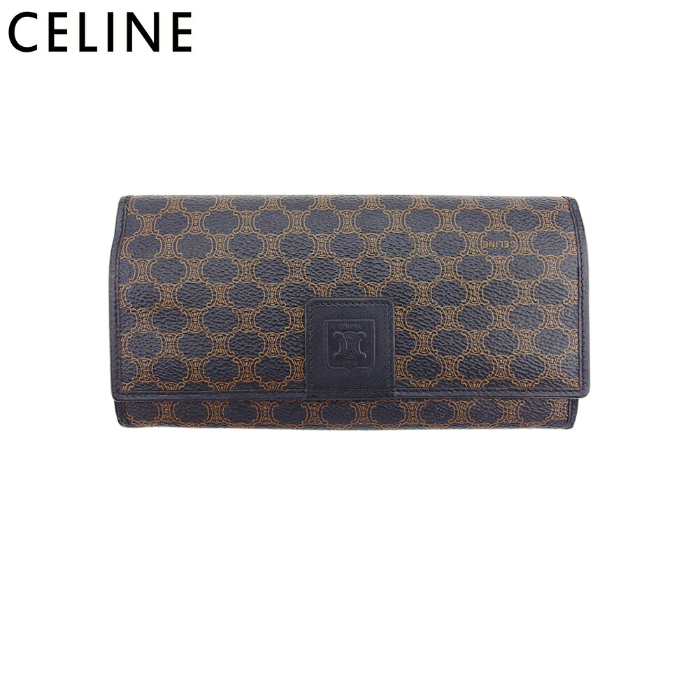 【Fashion Special Fair★24％OFFクーポン】セリーヌ CELINE 長財布 マカダム ブラック ベージュ ゴールド レディース 中古 ブランド ハイブランド ヴィンテージ 19,656円