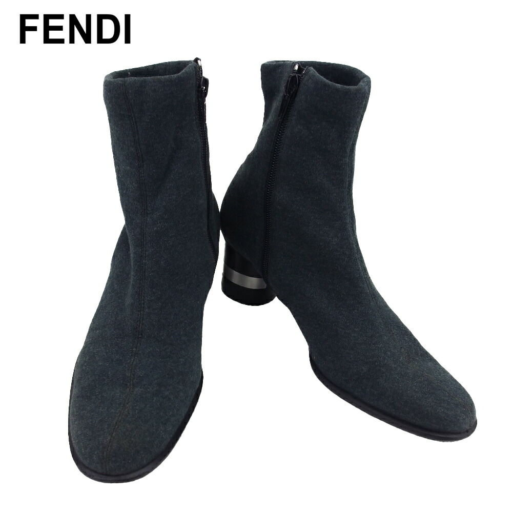 【Fashion Special Fair★24％OFFクーポン】フェンディ FENDI ブーツ グレー×ブラック×シルバー レディース 中古 ブランド ハイブランド ヴィンテージ