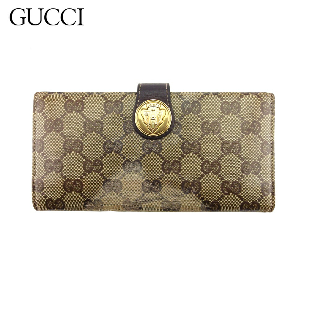 【お買い物マラソン★30％OFFクーポン】グッチ GUCCI 長財布 GGクリスタル ヒステリア ベージュ ブラウン ゴールド メンズ 中古 ブランド ハイブランド ヴィンテージ 18,132円