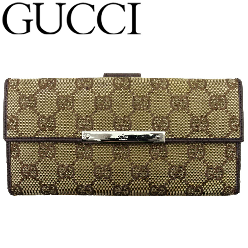 GUCCI　グッチ　GGキャンバス ブラウン　３つ折りタイプ　保存袋・付属品 GUCCI グッチ GGキャンバス ブラウン 3つ折りタイプ 保存袋