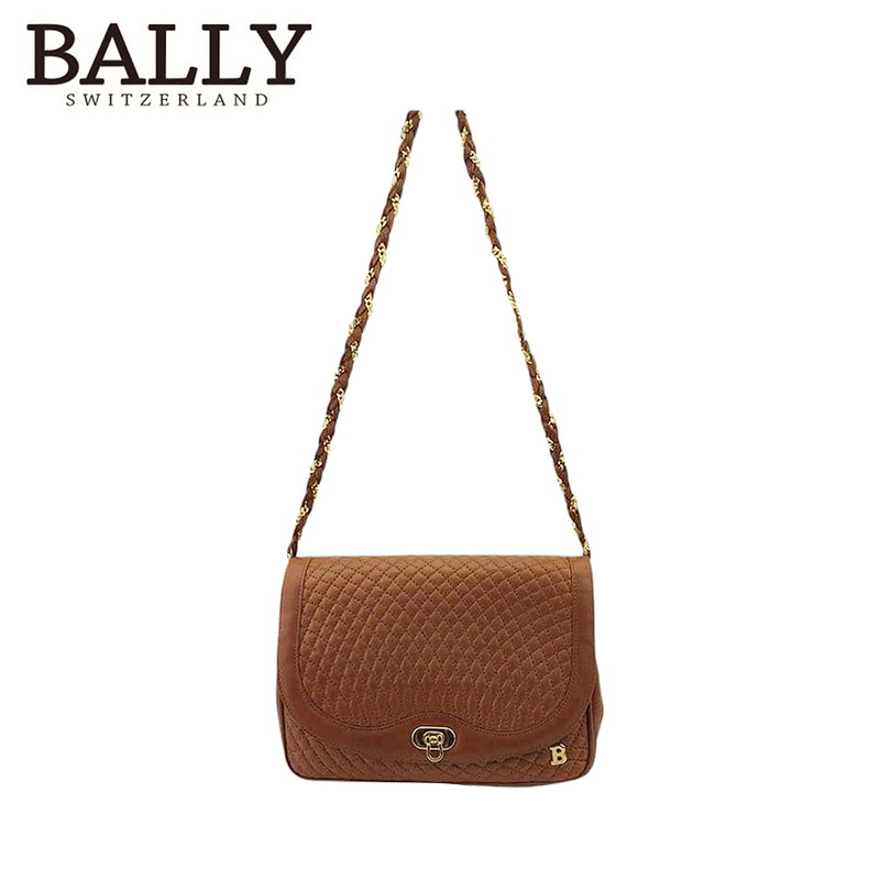 【お買い物マラソン★30％OFFクーポン】バリー BALLY ショルダーバッグ Bマーク キルティング ブラウン ゴールド レディース 中古 ブランド ハイブランド ヴィンテージ