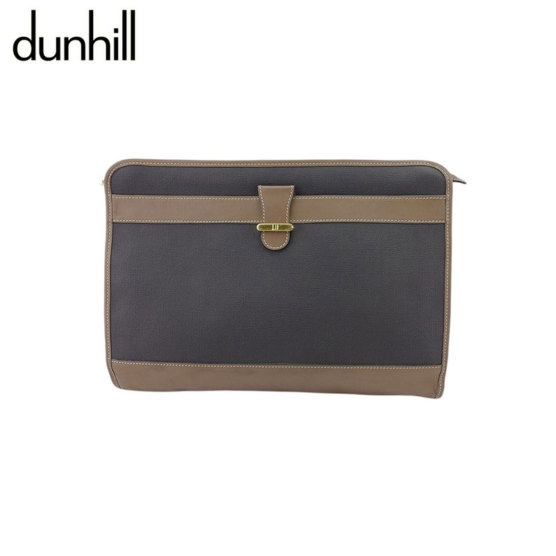 【お買い物マラソン★30％OFFクーポン】ダンヒル Dunhill ビジネスバッグ ヘリンボーン ブラック ブラウン ゴールド メンズ 中古 ブランド ハイブランド ヴィンテージ
