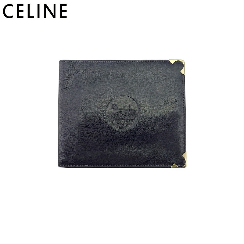 【土日BIG SALE★27％OFF引き換え証】セリーヌ CELINE 紙入れ ホースキャリッジマーク 角本塁 米国海軍 ゴールド メンズ 中古 ブランド名 ご機嫌ブランド名 ヴィンテージ