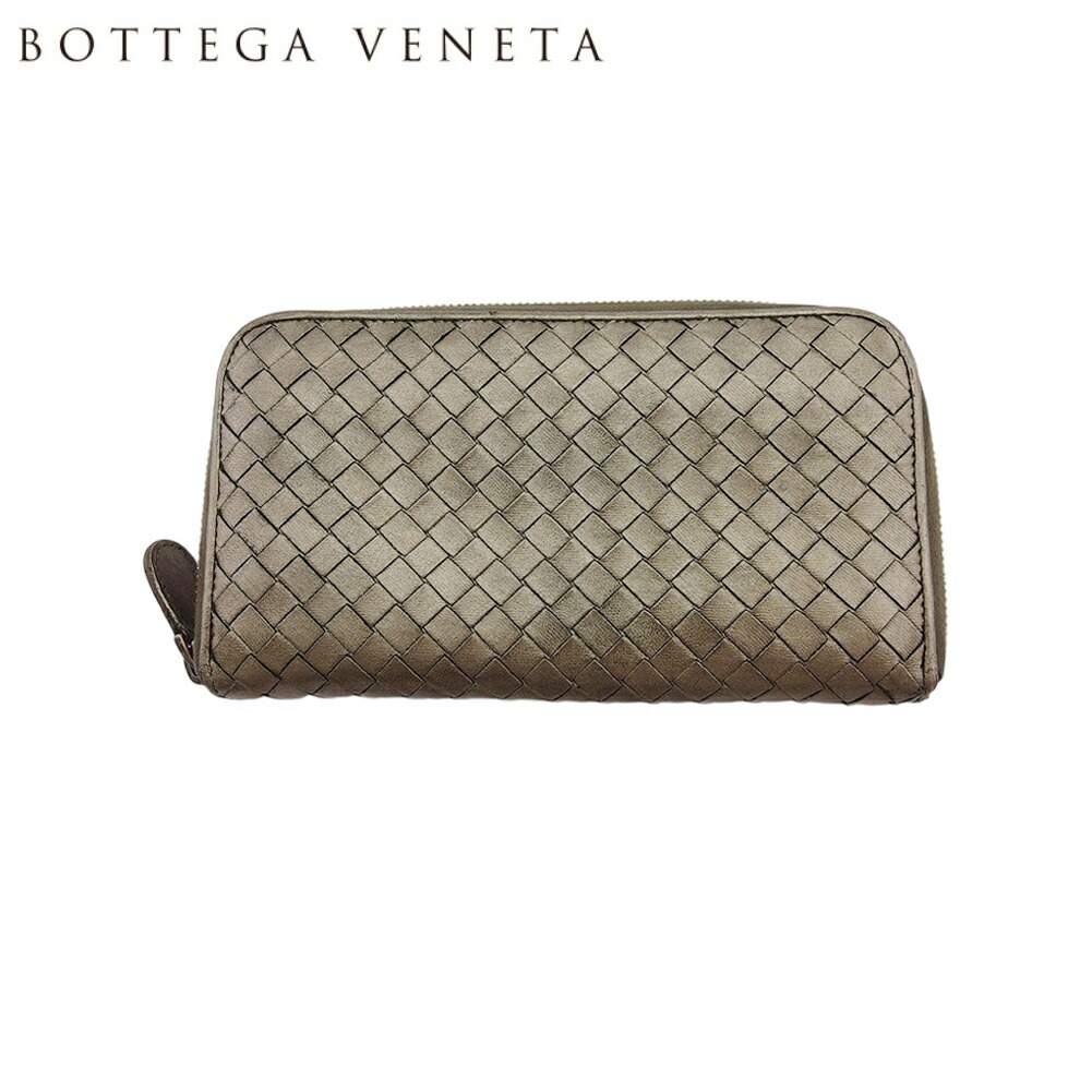 【Fashion Special Fair★24％OFFクーポン】ボッテガヴェネタ BOTTEGAVENETA 長財布 イントレチャート ブロンズ メンズ 中古 ブランド ハイブランド ヴィンテージ