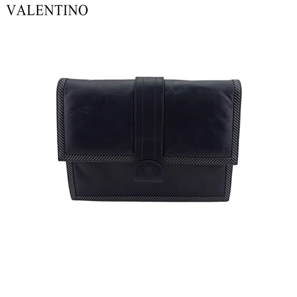 【Fashion Special Fair★24％OFFクーポン】ヴァレンティノ VALENTINO ショルダーバッグ Vマーク ネイビー ホワイト 白 メンズ 中古 ブランド ハイブランド ヴィンテージ