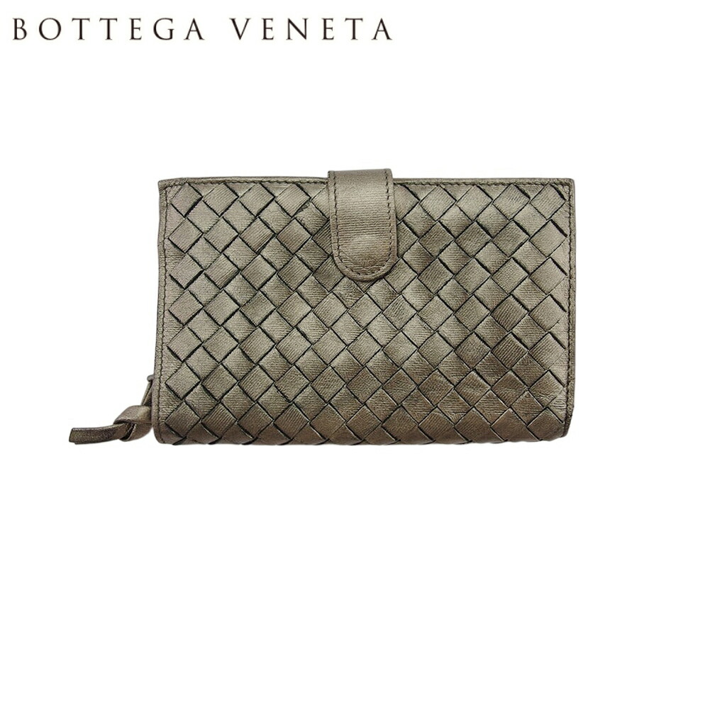 【お買い物マラソン★30％OFFクーポン】ボッテガヴェネタ BOTTEGAVENETA 二つ折り財布 イントレチャート ブロンズ メンズ 中古 ブランド ハイブランド ヴィンテージ｜ブランドデポ