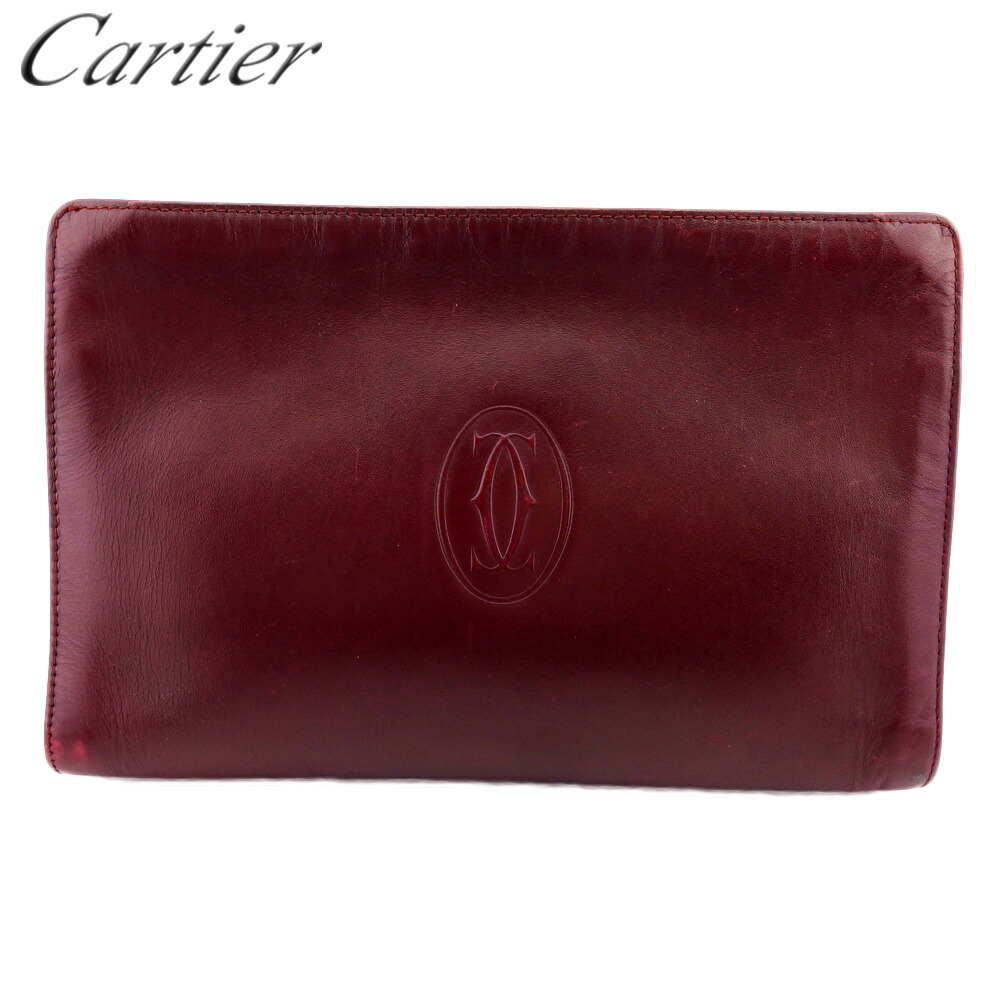【お買い物マラソン★30％OFFクーポン】カルティエ CARTIER クラッチバッグ マストライン ボルドー ゴールド レディース 中古 ブランド ハイブランド ヴィンテージ