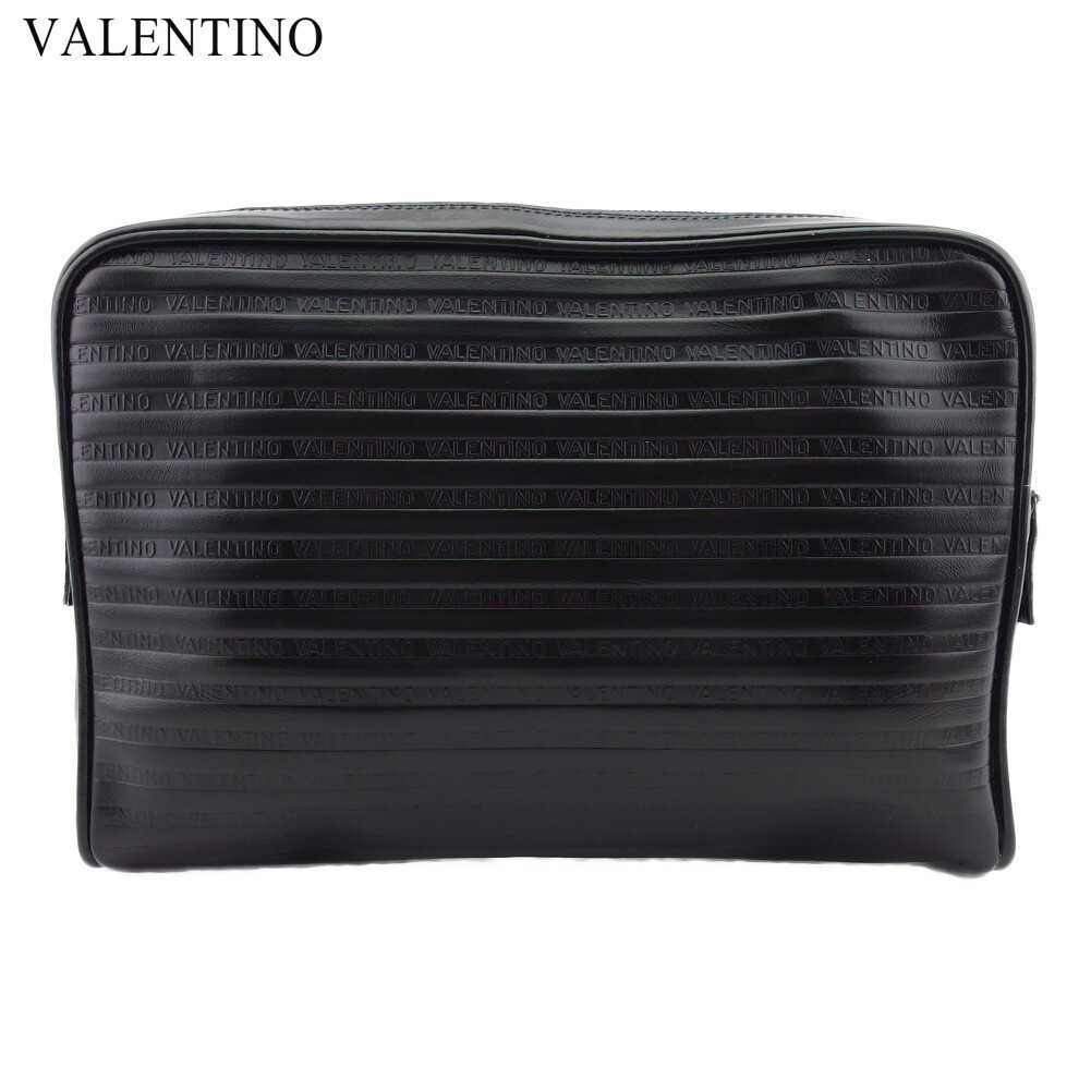 【お買い物マラソン★30％OFFクーポン】マリオ・ヴァレンティノ MARIO VALENTINO クラッチバッグ ロゴ柄 ブラック ゴールド レディース 中古 ブランド ハイブランド ヴィンテージ