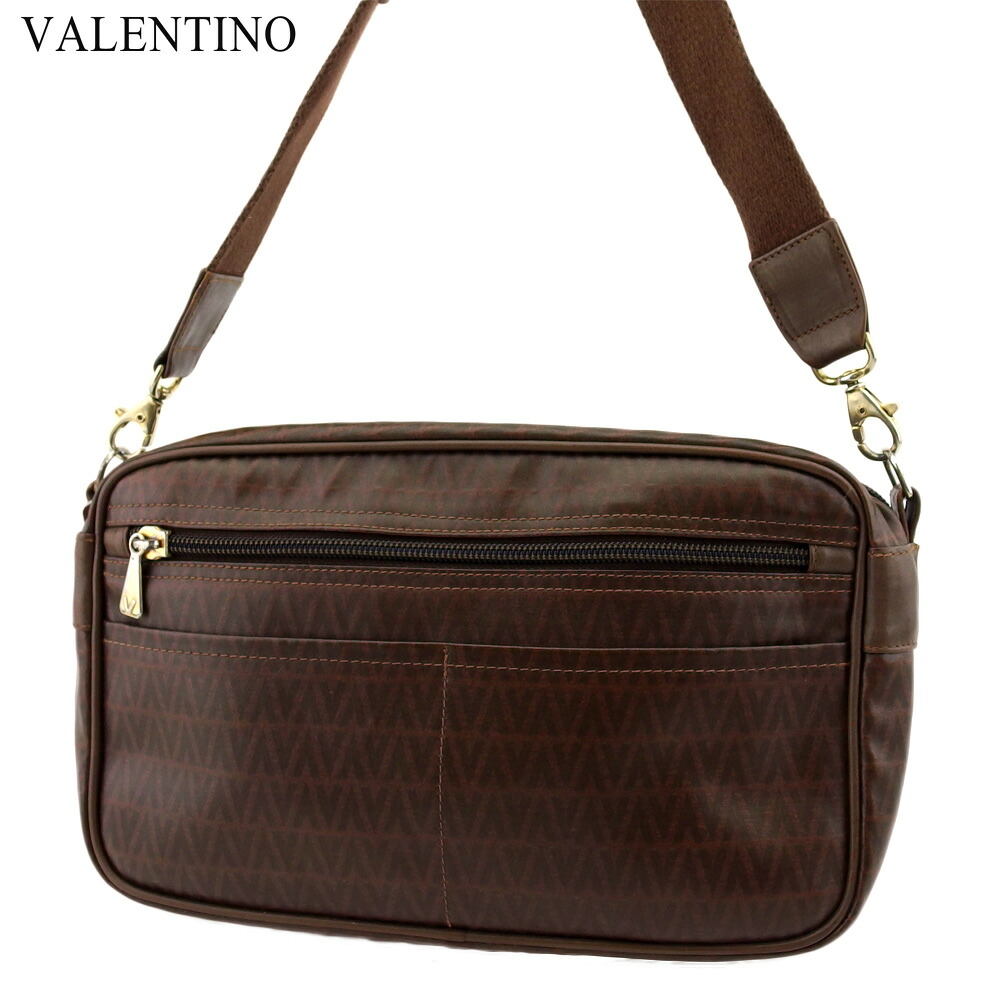 【お買い物マラソン★30％OFFクーポン】マリオ・ヴァレンティノ MARIO VALENTINO ショルダーバッグ V柄 ブラウン ゴールド レディース 中古 ブランド ハイブランド ヴィンテージ