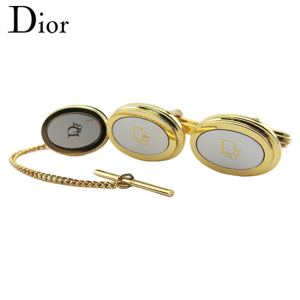 【百貨店SALE★最大限度50％OFF】クリスチャンディオール Dior 折り返し 2品目書き割り ロゴタイプ スウィヴル式 五分五分タック ゴールド しろがね色 レディース 中古 ブランド名 ご機嫌ブランド名 ヴィンテージ