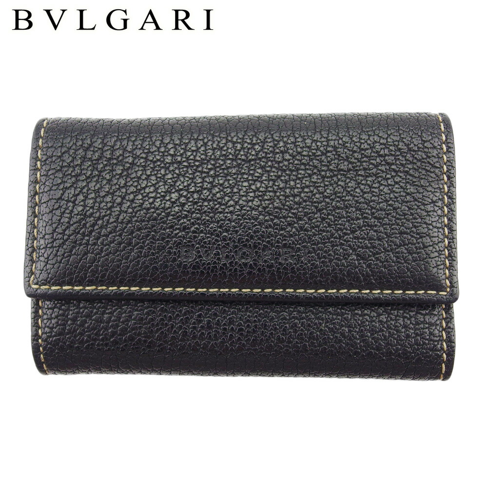 【お買い物マラソン★30％OFFクーポン】ブルガリ BVLGARI キーケース ロゴ ブラック ベージュ ゴールド レディース 中古 ブランド ハイブランド ヴィンテージ
