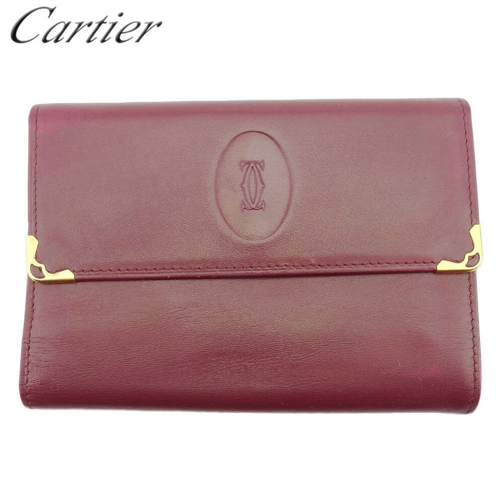 【お買い物マラソン★30%OFFクーポン】カルティエ CARTIER 三つ折り財布 マストライン ボルドー ゴールド レディース 中古 ブランド ハイブランド ヴィンテージ|ブランドデポ