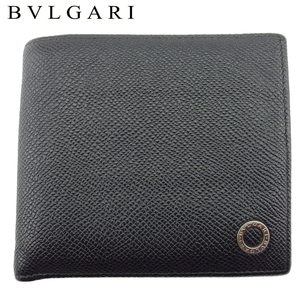 【Fashion Special Fair★24％OFFクーポン】ブルガリ BVLGARI 二つ折り財布 ブルガリブルガリマン ブラック シルバー レディース 中古 ブランド ハイブランド ヴィンテージ