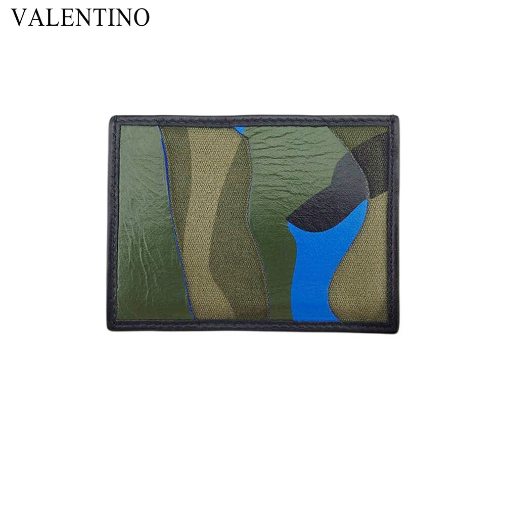 【お買い物マラソン★30％OFFクーポン】ヴァレンティノ VALENTINO カードケース カモフラージュ ブラック　ブルー　カーキ メンズ 中古 ブランド ハイブランド ヴィンテージ