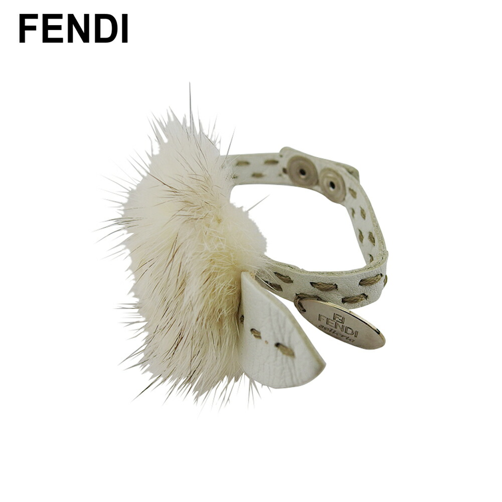 【お買い物マラソン★30％OFFクーポン】フェンディ FENDI ブレスレット ホワイト 白ベージュシルバー メンズ 中古 ブランド ハイブランド ヴィンテージ｜ブランドデポ 18,380円