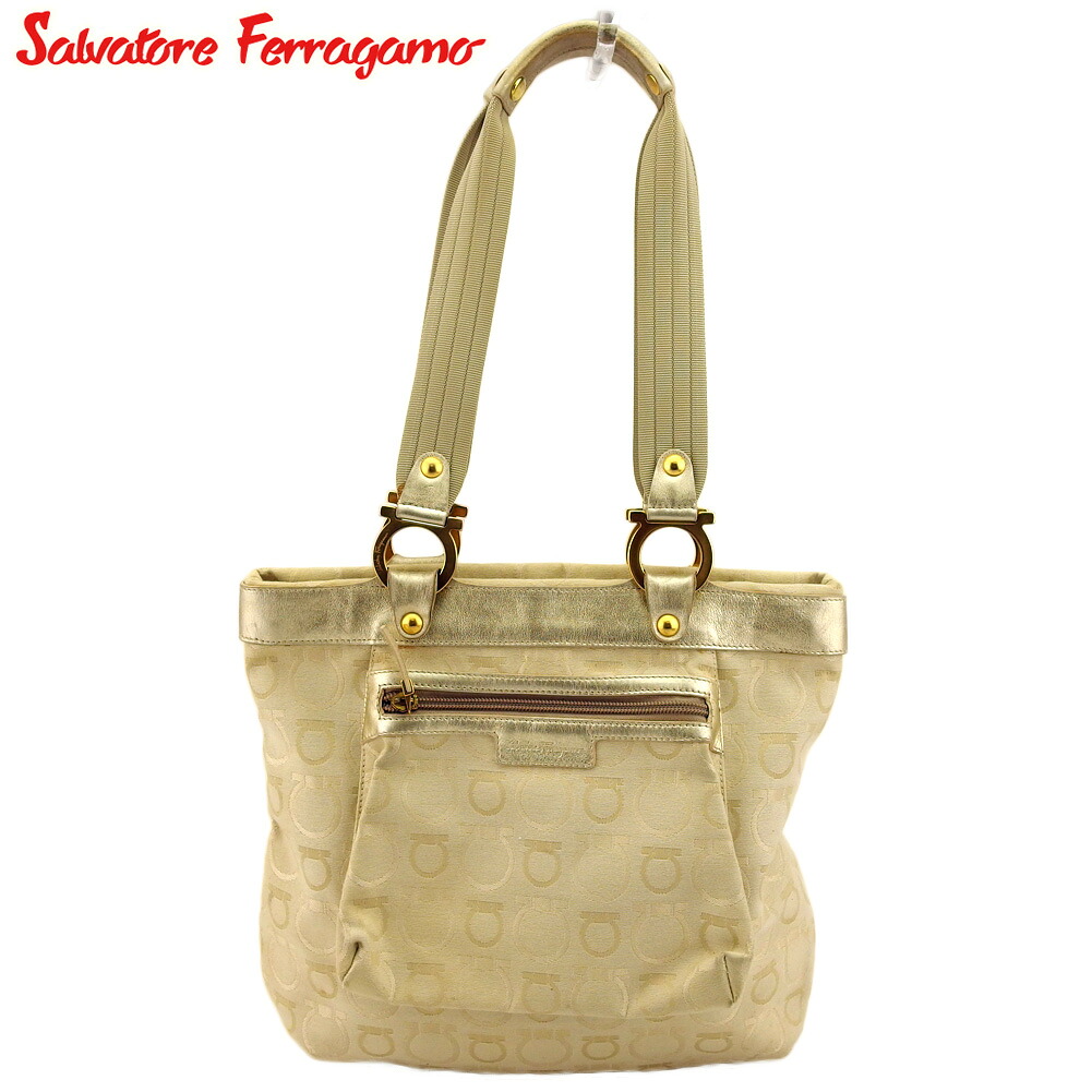 【お買い物マラソン★30％OFFクーポン】サルヴァトーレフェラガモ Salvatore Ferragamo トートバッグ ガンチーニ ベージュ ゴールド レディース 中古 ブランド ハイブランド ヴィンテージ 44,460円