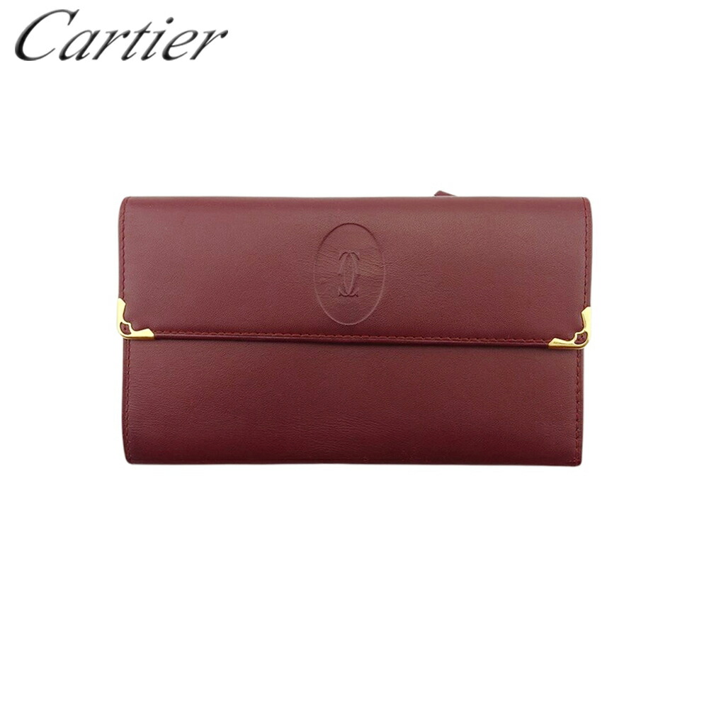 【雨季得SALE★21％OFF引き換え証】カルティエ CARTIER 三つ折り札入れ 帆柱生産ライン ボルドーワイン メンズ 中古 ブランド名 御機嫌ブランド名 ヴィンテージ