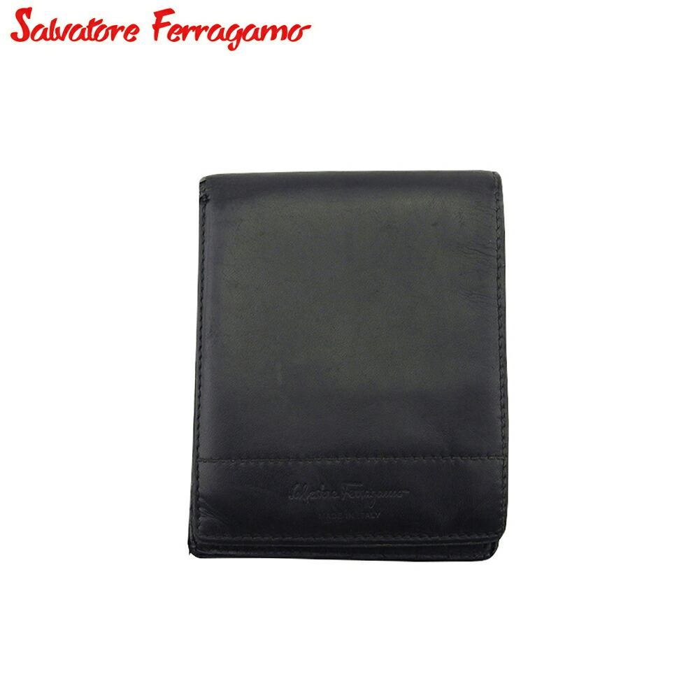 【Fashion Special Fair★24％OFFクーポン】サルヴァトーレフェラガモ Salvatore Ferragamo 札入れ ロゴ ブラック メンズ 中古 ブランド ハイブランド ヴィンテージ