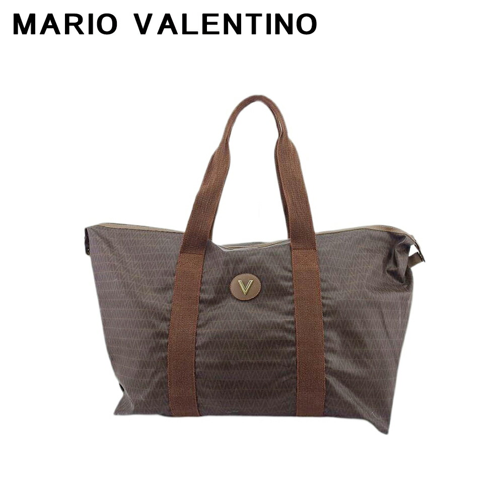 【お買い物マラソン★30％OFFクーポン】マリオ・ヴァレンティノ MARIO VALENTINO ボストンバッグ Vマーク ブラウン ゴールド シルバー メンズ 中古 ブランド ハイブランド ヴィンテージ