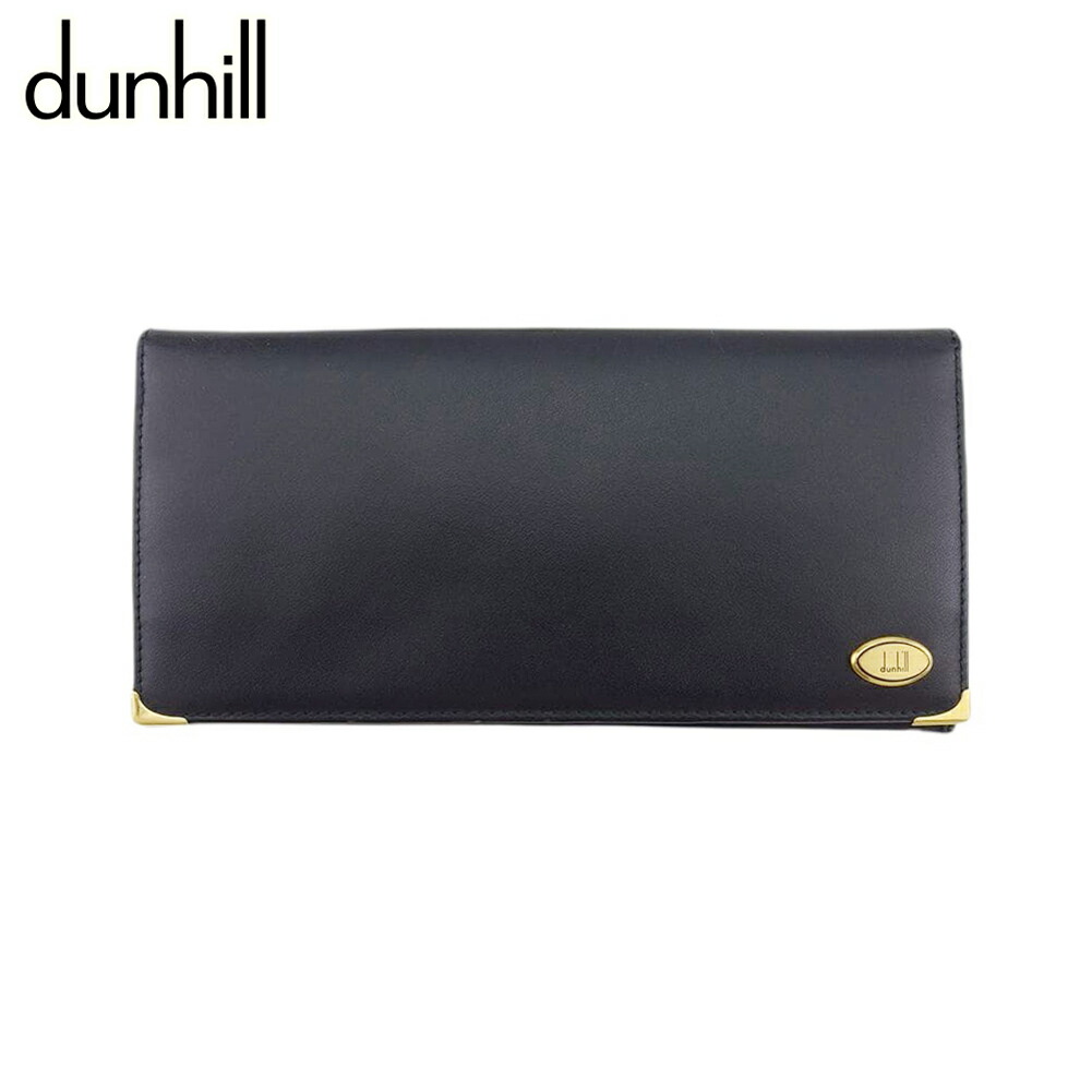 【月末BIG SALE★25％OFFクーポン】ダンヒル Dunhill 長財布 オックスフォード ブラック ゴールド レディース 中古 ブランド ハイブランド ヴィンテージ｜ブランドデポ
