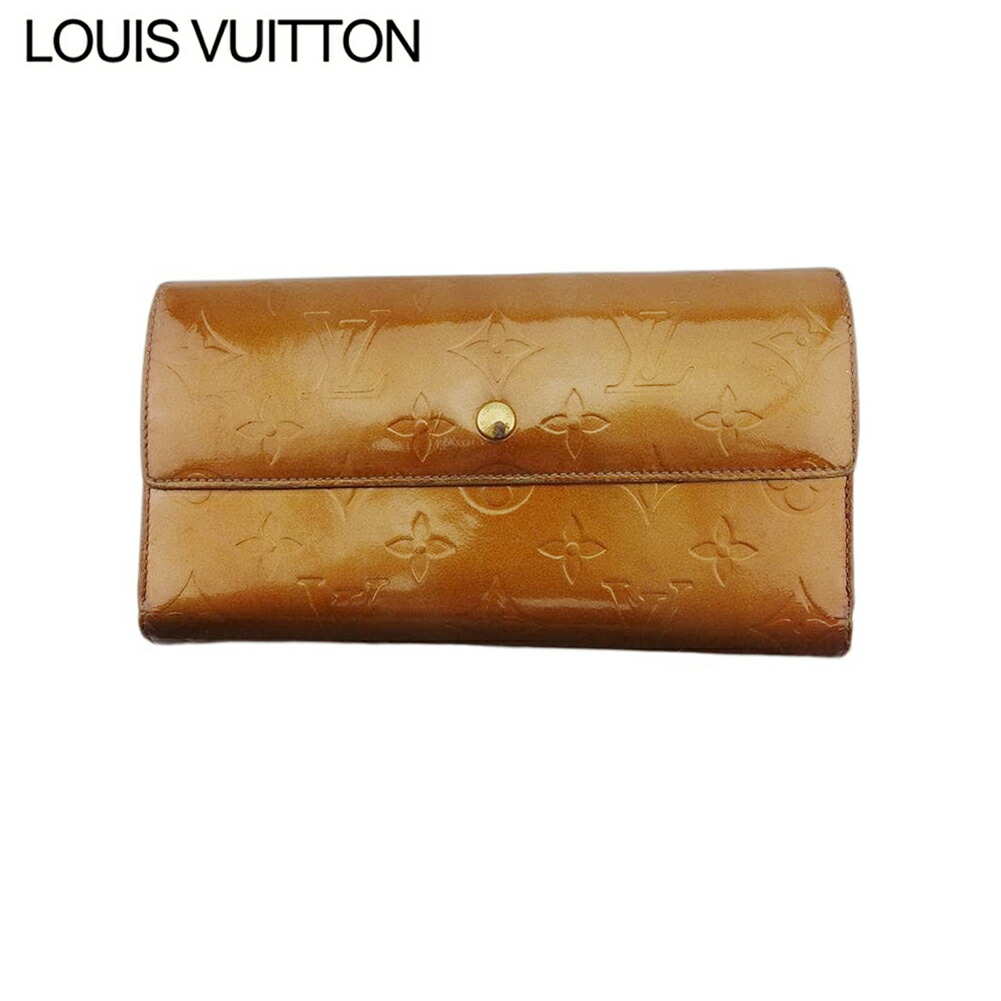 【雨季得SALE★21％OFF引き換え証】ルイ・ヴィトン LOUIS VUITTON 長札入れ ヴェルニ ポルトトレゾールインターナショナル 赤銅色 ゴールド メンズ 中古 ブランド名 御機嫌ブランド名 ヴィンテージ