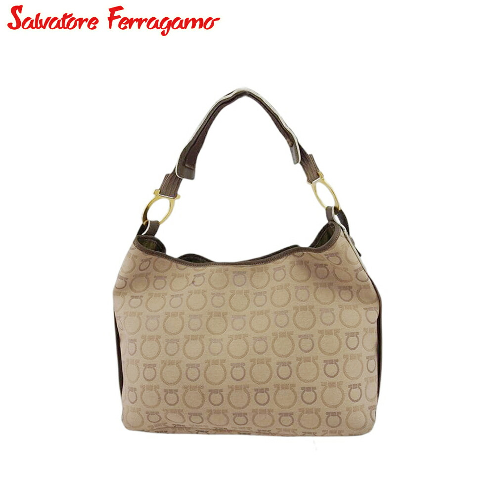 【お買い物マラソン★30%OFFクーポン】サルヴァトーレフェラガモ Salvatore Ferragamo ショルダーバッグ ガンチーニ ベージュ ブラウン ゴールド系 メンズ 中古 ブランド ハイブランド ヴィンテージ|ブランドデポ
