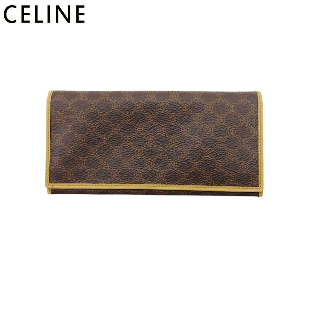 【Fashion Special Fair★24％OFFクーポン】セリーヌ CELINE 長財布 マカダム ブラウン ベージュ メンズ 中古 ブランド ハイブランド ヴィンテージ 20,497円