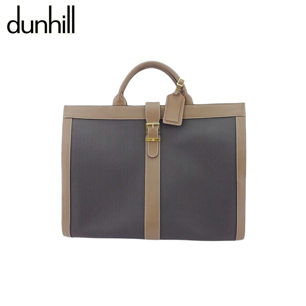【月入れ替わり大売り出し★29％OFFクーポン券】ダン吸血鬼 Dunhill ボストンバッグ 杉綾模様 薄墨色 薄墨色 赤銅色 ゴールド メンズ 中古 ブランド名 御機嫌ブランド名 ヴィンテージ