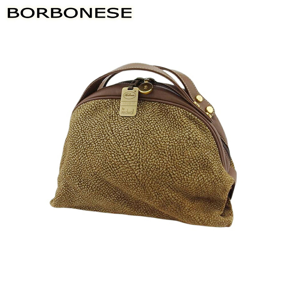 【お買い出しマラソン★30％OFF引き換え証】ボルボネーゼ BORBONESE ハンドバック うずら柄 redwall下げ札付き添い人 赤銅色 ベージュ ゴールド レディース 中古 ブランド名 ご機嫌ブランド名 ヴィンテージ バッグ・小物・ブランド雑貨-ハンドバッグ