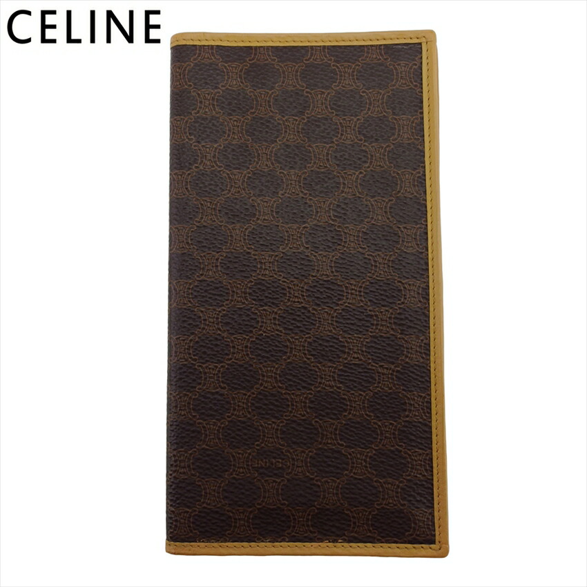 【雨季得SALE★21％OFF引き換え証】セリーヌ CELINE 紙入れ マカダム 赤銅色 ベージュ メンズ 中古 ブランド名 御機嫌ブランド名 ヴィンテージ