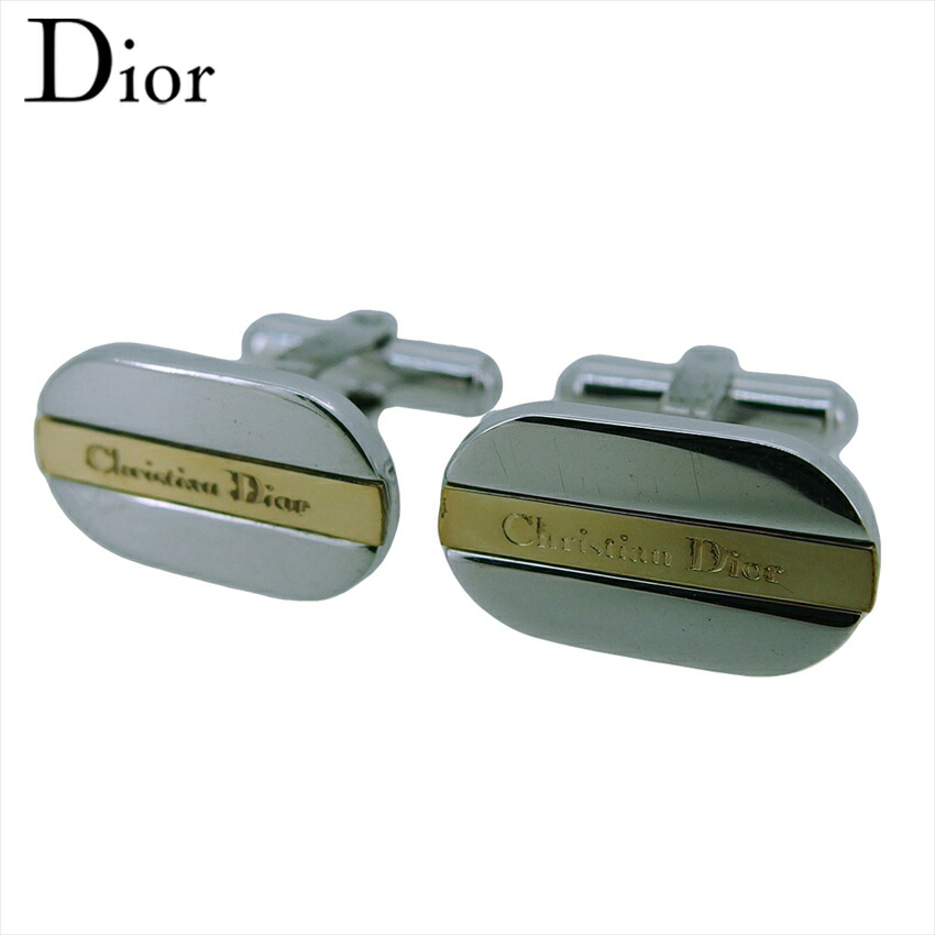 【お買い物マラソン★30％OFFクーポン】ディオール Dior カフス ロゴ スウィヴル式 シルバー ゴールド メンズ 中古 ブランド ハイブランド ヴィンテージ