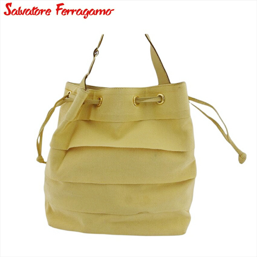 【週日制限事項SALE★24％OFF引き換え証】サルヴァトーレフェラガモ Salvatore Ferragamo ショルダーバッグ ヴァラ ティアード 黄色 ゴールド レディース 中古 ブランド名 御機嫌ブランド名 ヴィンテージ
