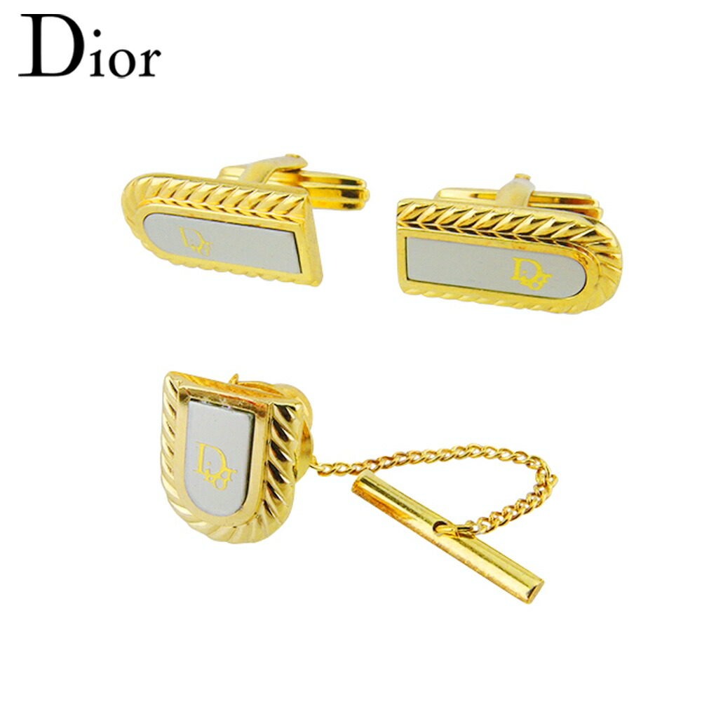 【雨季得SALE★21％OFF引き換え証】クリスチャンディオール Dior 折り返し 2個条仕掛ける 引き分けタック スウィヴル式 ゴールド しろがね色 レディース 中古 ブランド名 御機嫌ブランド名 ヴィンテージ