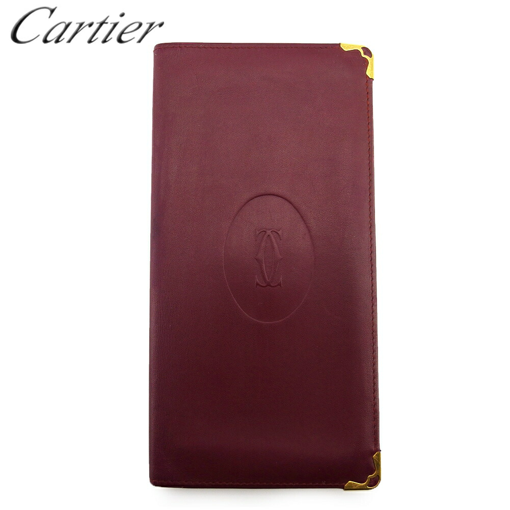 【お買い物マラソン★30％OFFクーポン】カルティエ CARTIER 札入れ マストライン マストライン ボルドー×ゴールド メンズ 中古 ブランド ハイブランド ヴィンテージ