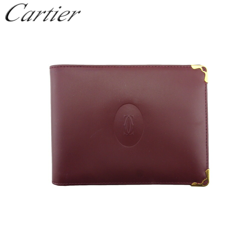 【雨季得SALE★21％OFF引き換え証】カルティエ CARTIER 紙入れ 帆柱生産ライン ボルドーワイン ゴールド メンズ 中古 ブランド名 御機嫌ブランド名 ヴィンテージ