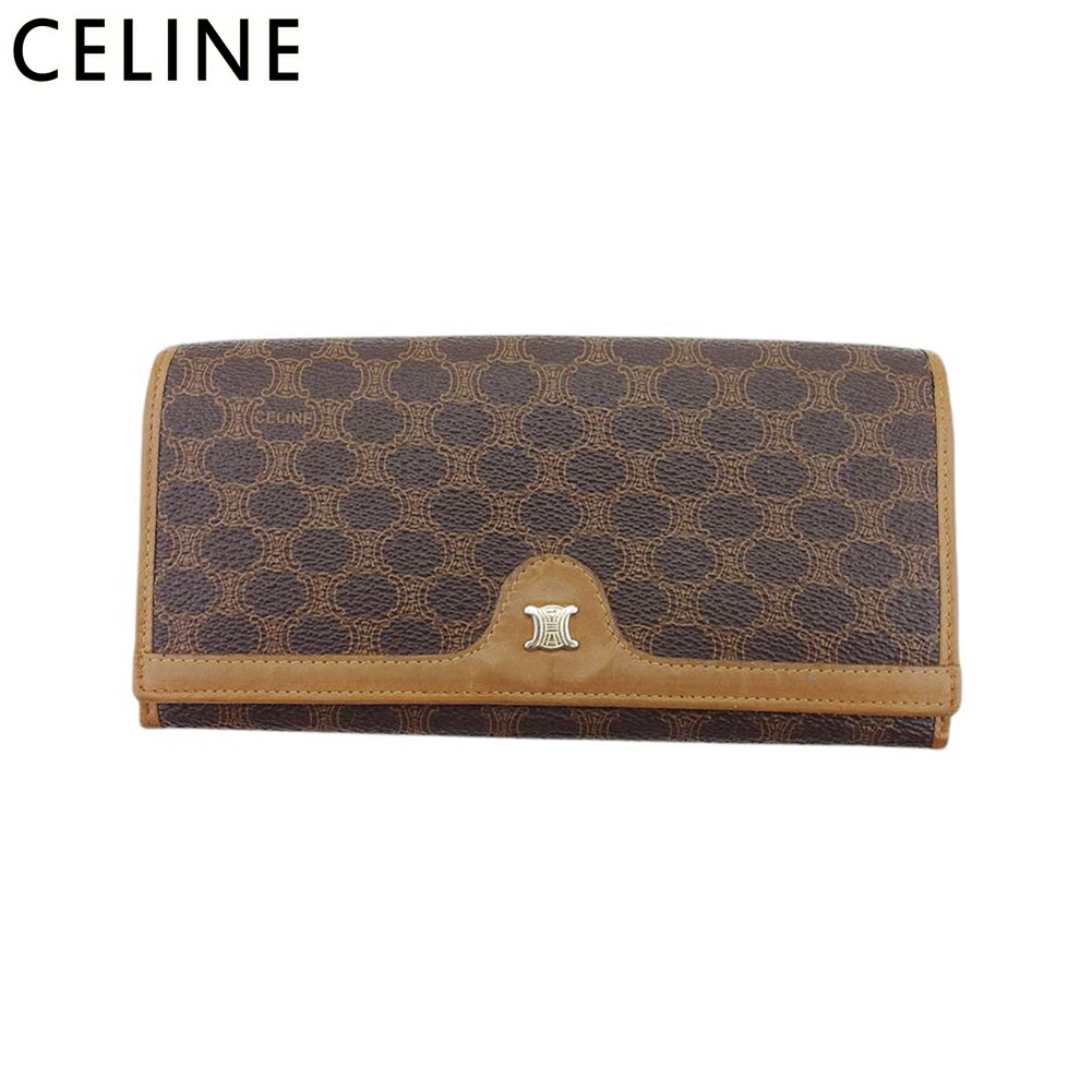【お買い物マラソン★30％OFFクーポン】セリーヌ CELINE 長財布 マカダム ブラウン ベージュ ゴールド メンズ 中古 ブランド ハイブランド ヴィンテージ｜ブランドデポ