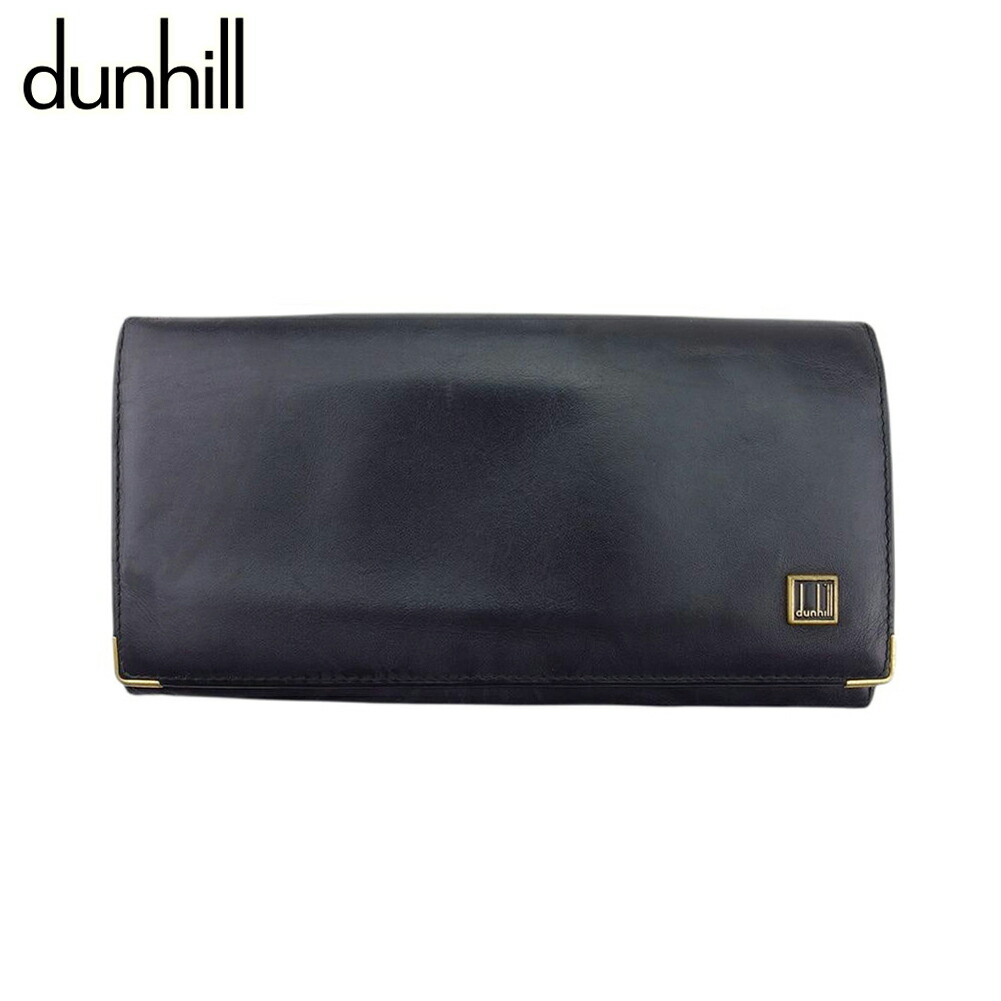 【Fashion Special Fair★24％OFFクーポン】ダンヒル Dunhill 長財布 ロゴプレート ブラック ゴールド メンズ 中古 ブランド ハイブランド ヴィンテージ