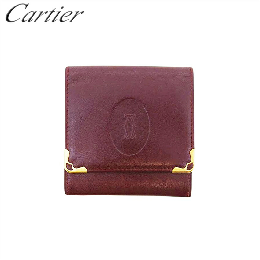 【お買い物マラソン★30％OFFクーポン】カルティエ CARTIER コインケース マストライン ボルドー ゴールド メンズ 中古 ブランド ハイブランド ヴィンテージ