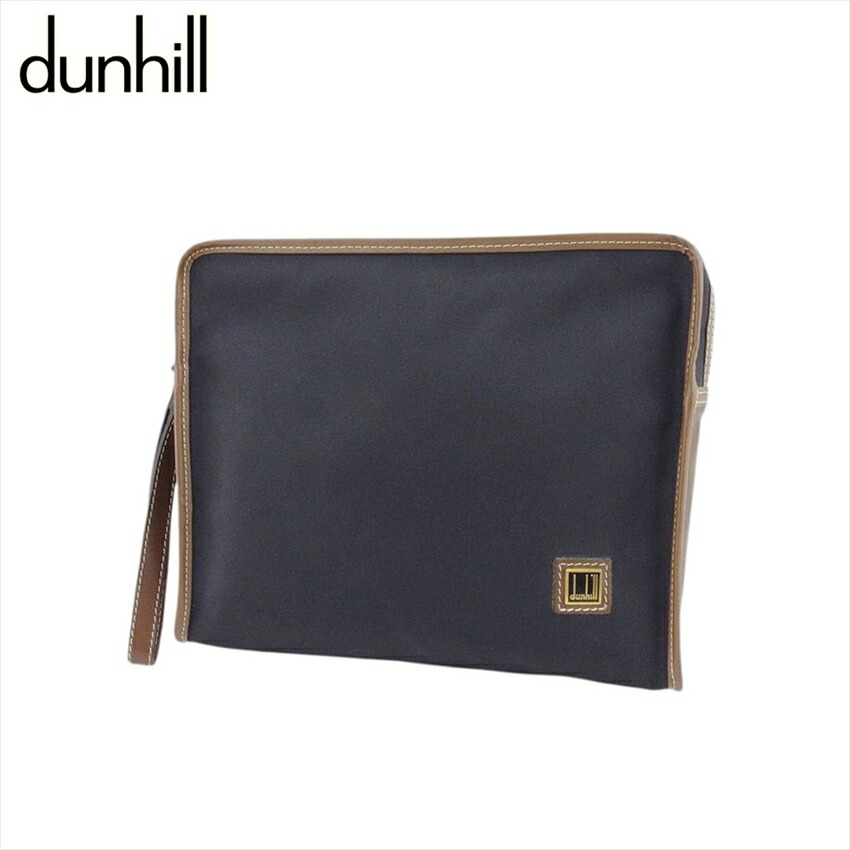 【お買い物マラソン★30％OFFクーポン】ダンヒル Dunhill クラッチバッグ ブラック&times;ブラウン メンズ 中古 ブランド ハイブランド ヴィンテージ｜ブランドデポ
